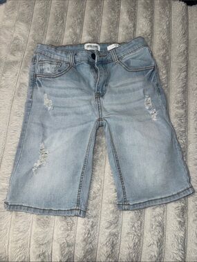 Ring of Fire Light Blue Distressed Kids Denim Shorts
